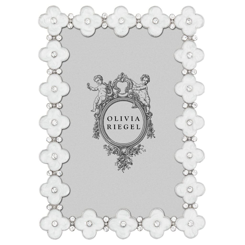 Olivia Riegel White Enamel Clover 4" x 6" Frame Picture Frames Olivia Riegel