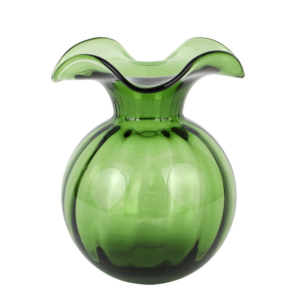 Vietri Hibiscus Glass Dark Green Medium Fluted Vase Vases Vietri