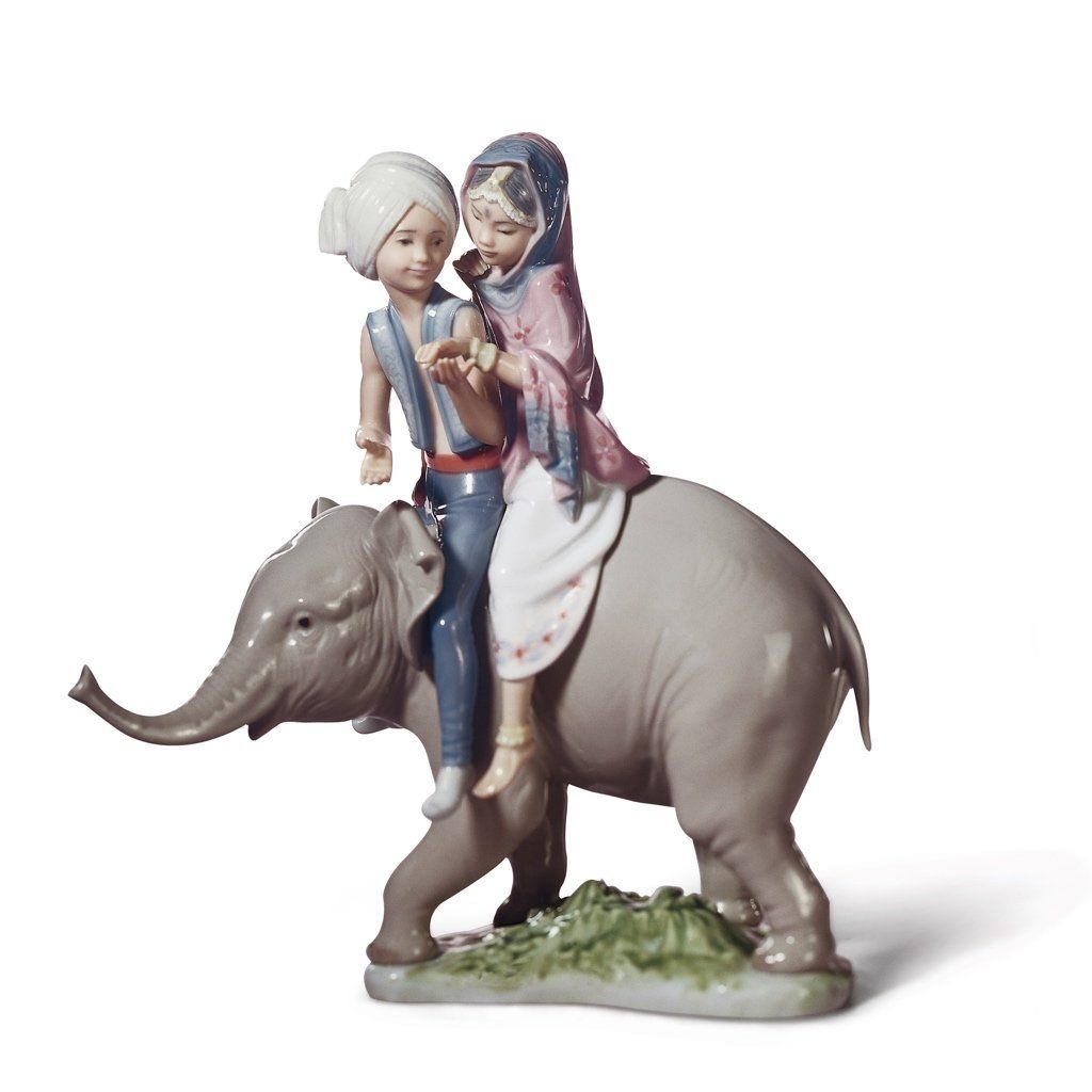 Lladro Porcelain Hindu Children Figurine Figurines Lladro