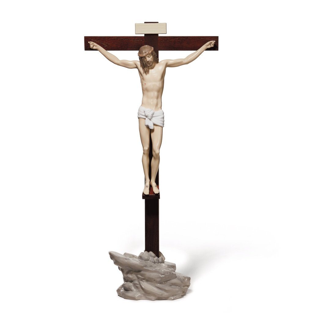 Lladro Porcelain Our Saviour Cross Tabletop Sculptures Lladro