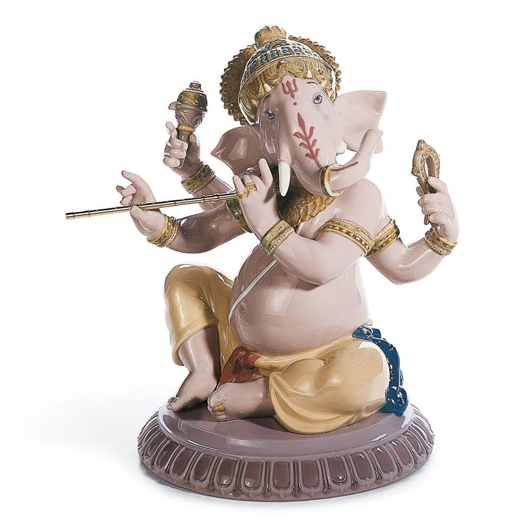 Lladro Porcelain Bansuri Ganesha Figurine Figurines Lladro