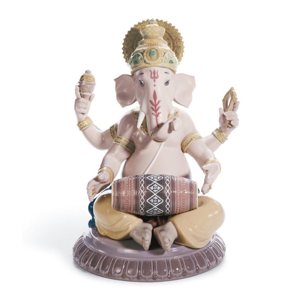 Lladro Porcelain Mridangam Ganesha Figurine Figurines Lladro