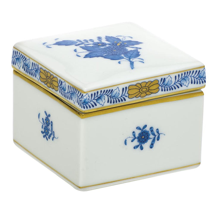 Herend Square Box Figurines Herend Chinese Bouquet Blue
