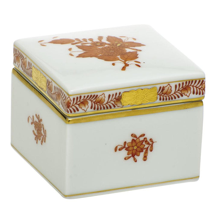 Herend Square Box Figurines Herend Chinese Bouquet Rust