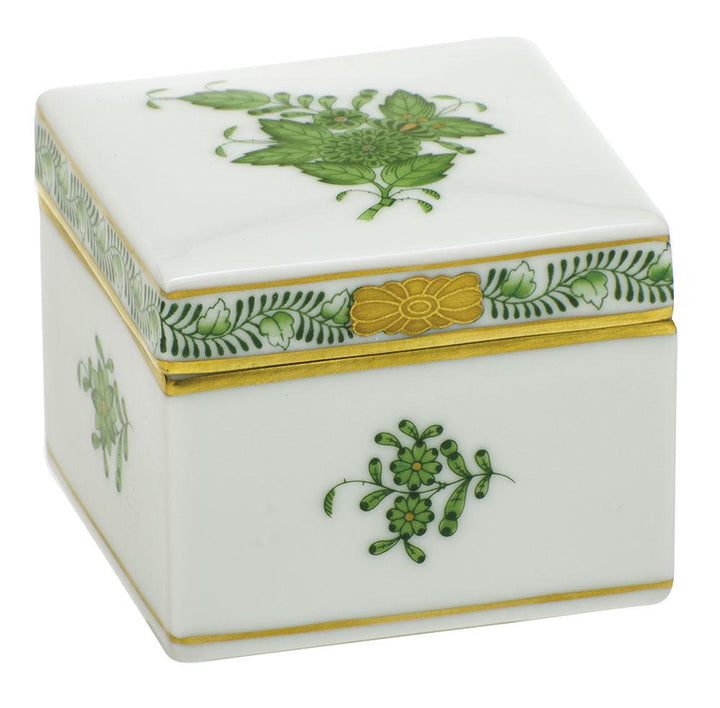Herend Square Box Figurines Herend Chinese Bouquet Green