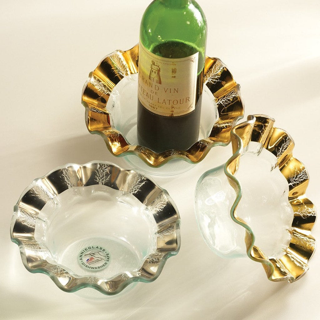 Annieglass Ruffle Wine Coaster Dinnerware Annieglass Gold