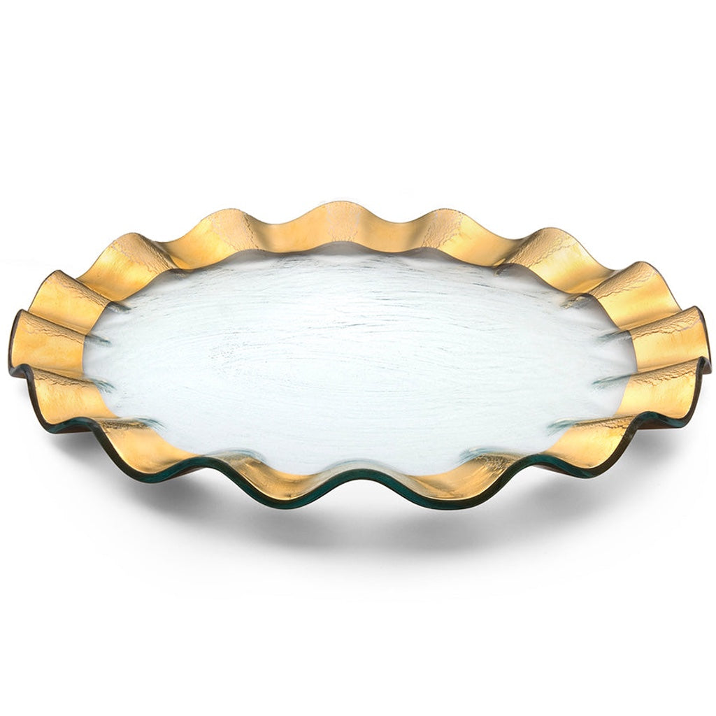 Annieglass Ruffle Buffet Plate - 13" Dinnerware Annieglass Gold