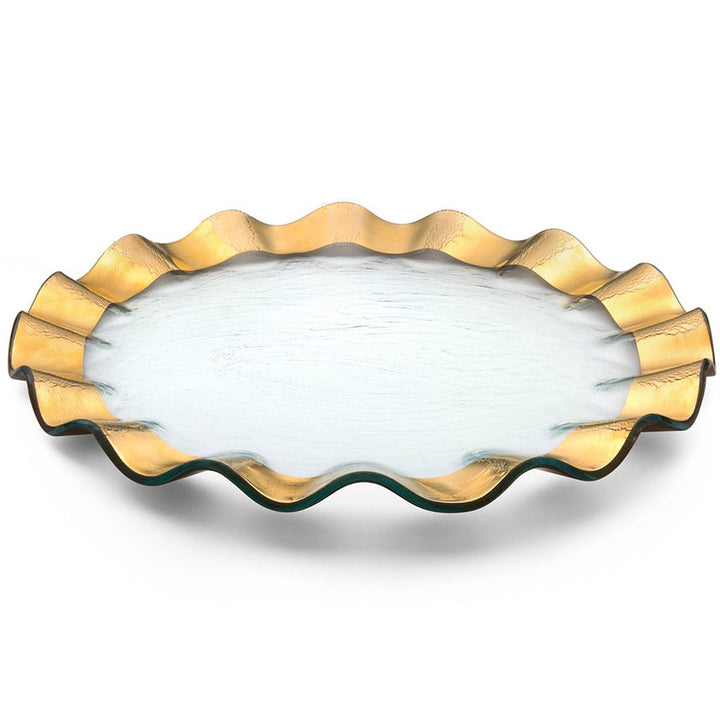 Annieglass Ruffle Buffet Plate - 13" Dinnerware Annieglass Gold