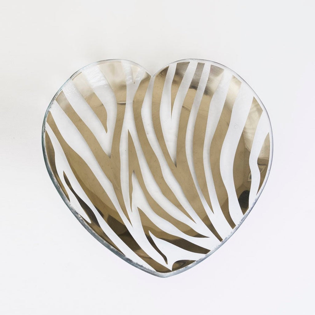 Annieglass Heart Plate - Zebra Dinnerware Annieglass