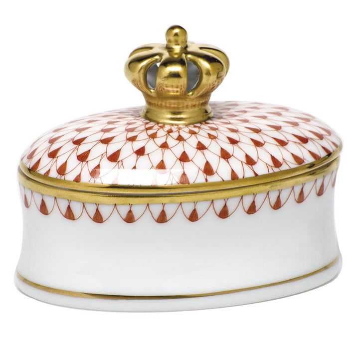 Herend Box W/Crown Figurines Herend Box Rust