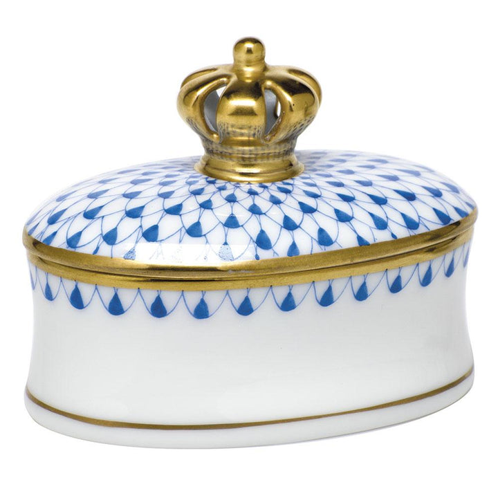 Herend Box W/Crown Figurines Herend Box Blue