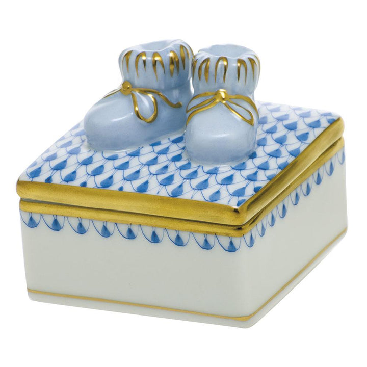 Herend Baby Bootie Box Figurines Herend Blue Box
