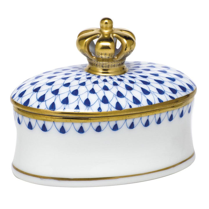 Herend Box W/Crown Figurines Herend Box Sapphire