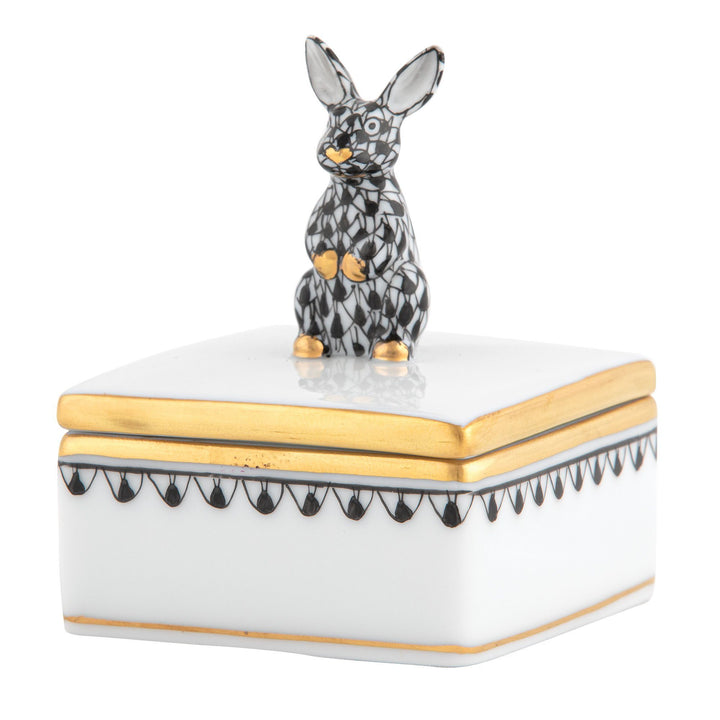 Herend Bunny Box Figurines Herend Box Black