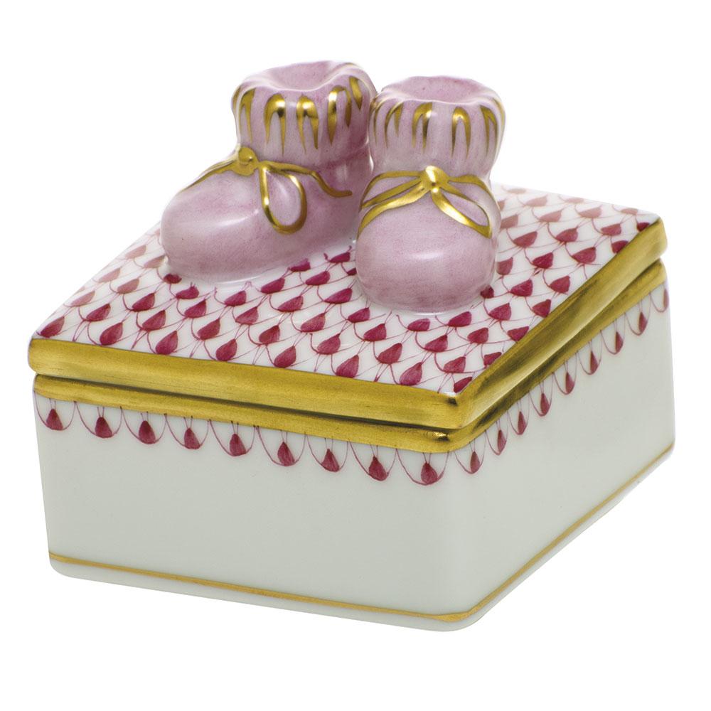Herend Baby Bootie Box Figurines Herend Raspberry Box