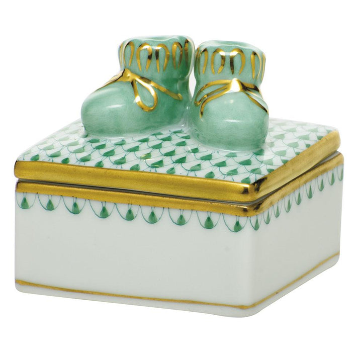 Herend Baby Bootie Box Figurines Herend Green Box