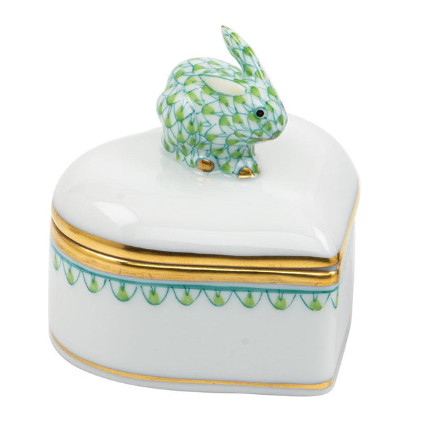 Herend Heart Box - Bunny Figurines Herend Box Lime 