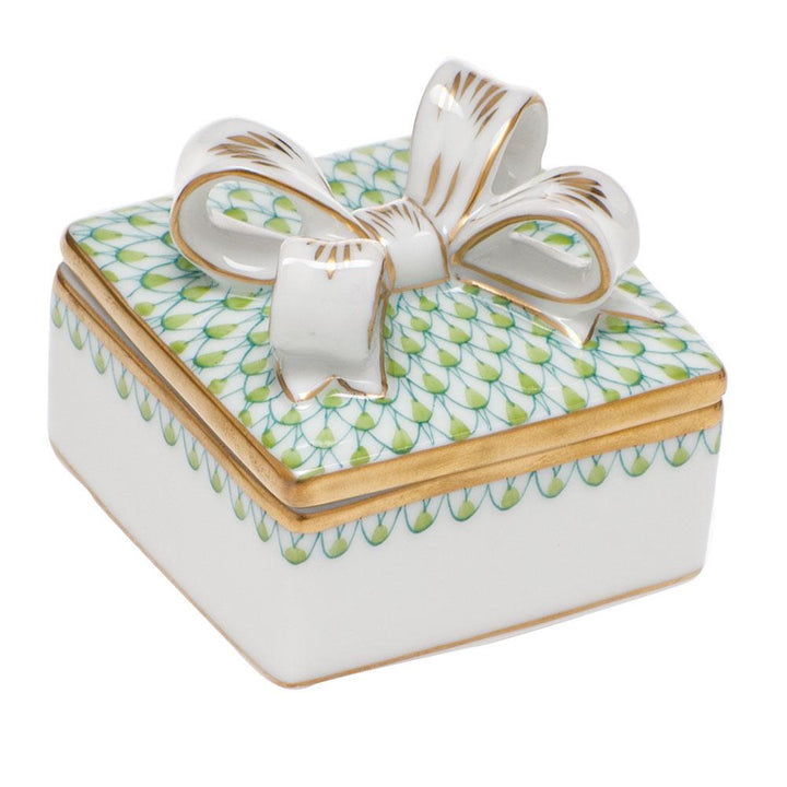 Herend Box W/Bow Figurines Herend Box Lime