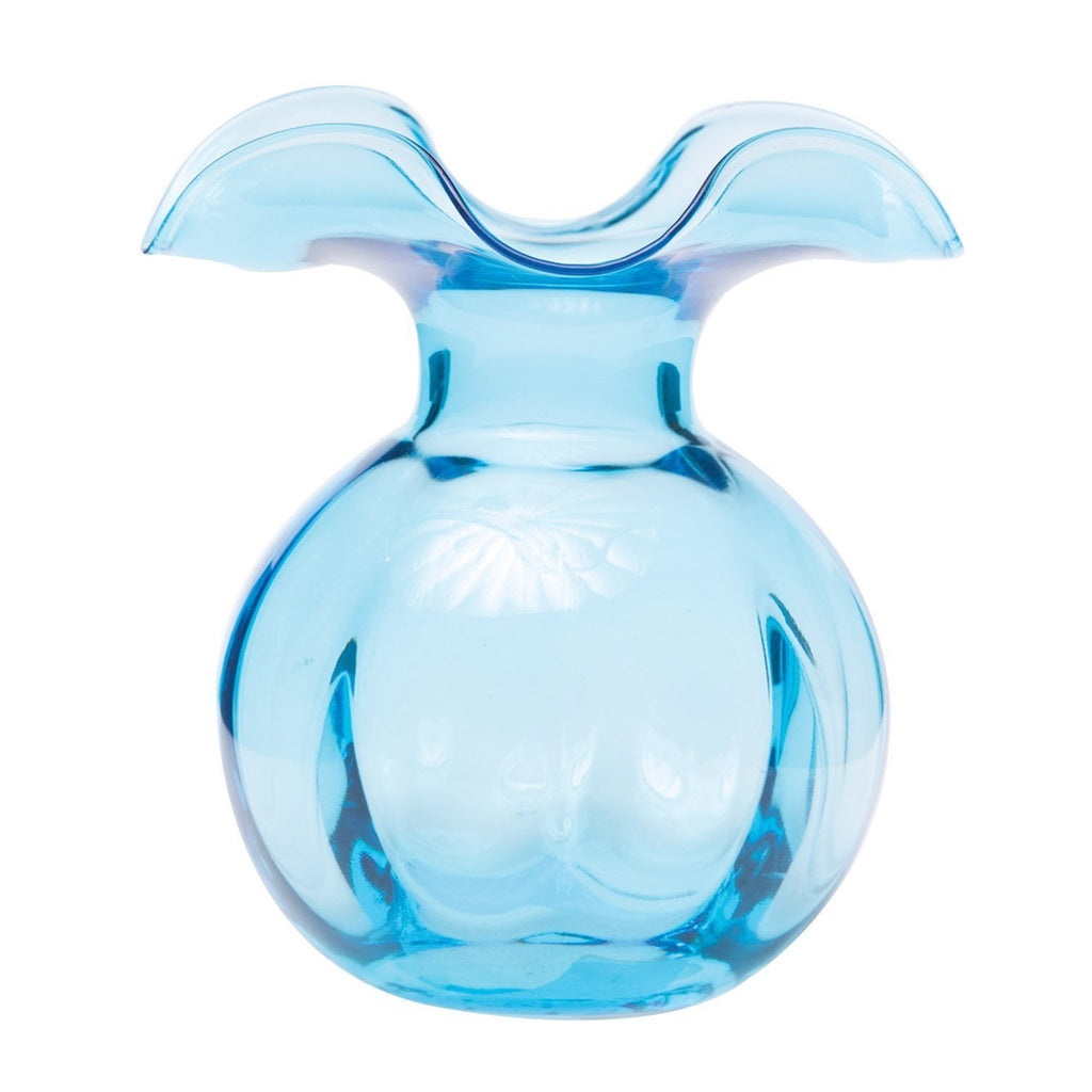 Vietri Hibiscus Glass Aqua Medium Fluted Vase Dinnerware Vietri