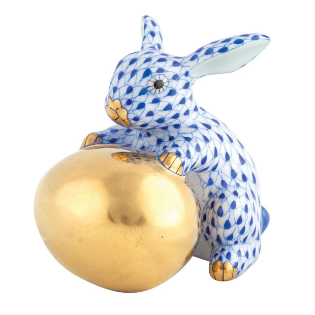 Herend Bunny With Egg Figurine Figurines Herend Sapphire 