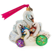 Jay Strongwater Seven Swans-a-Swimming Glass Ornament Christmas Ornaments Jay Strongwater 