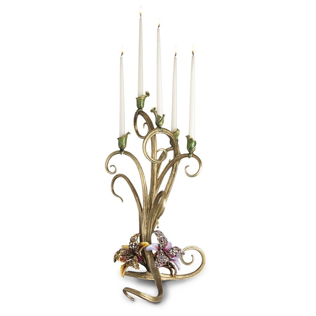 Jay Strongwater Aubree Orchid Candelabra Candle Holders Jay Strongwater