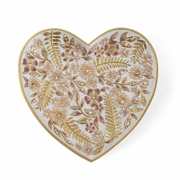 Jay Strongwater Aria Floral Heart Trinket Tray Boudoir