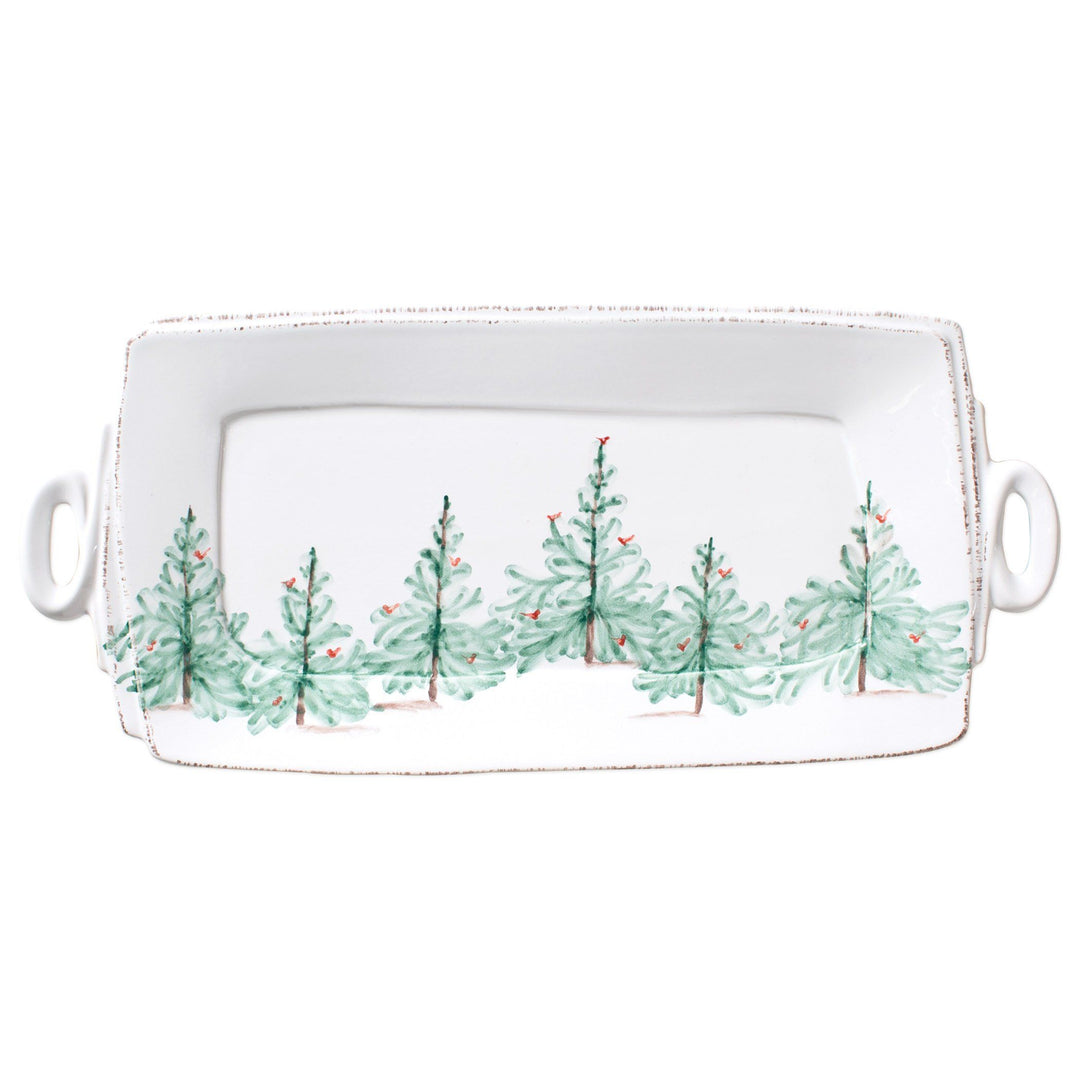 Vietri Lastra Holiday Handled Rectangular Platter Dinnerware Vietri