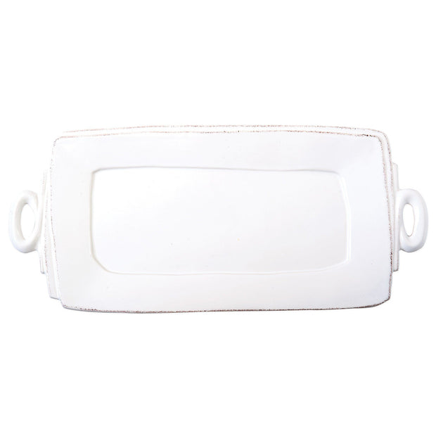 Vietri Lastra White Handled Rectangular Platter Dinnerware Vietri 