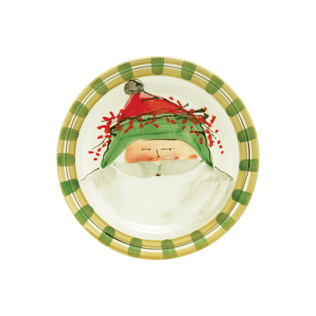 Vietri Old St. Nick Round Salad Plate - Green Hat Dinnerware Vietri