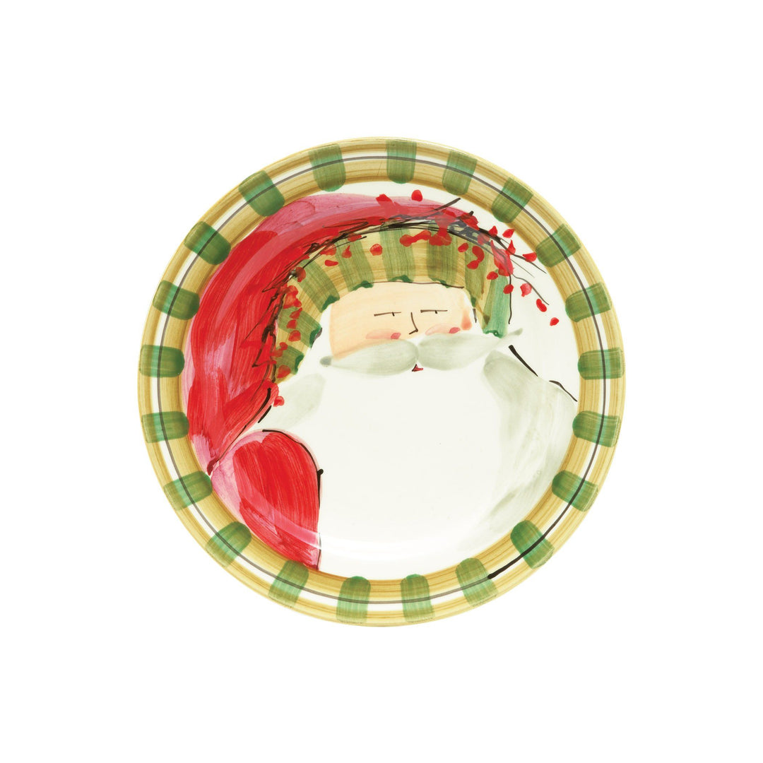 Vietri Old St. Nick Round Salad Plate - Striped Hat Dinnerware Vietri