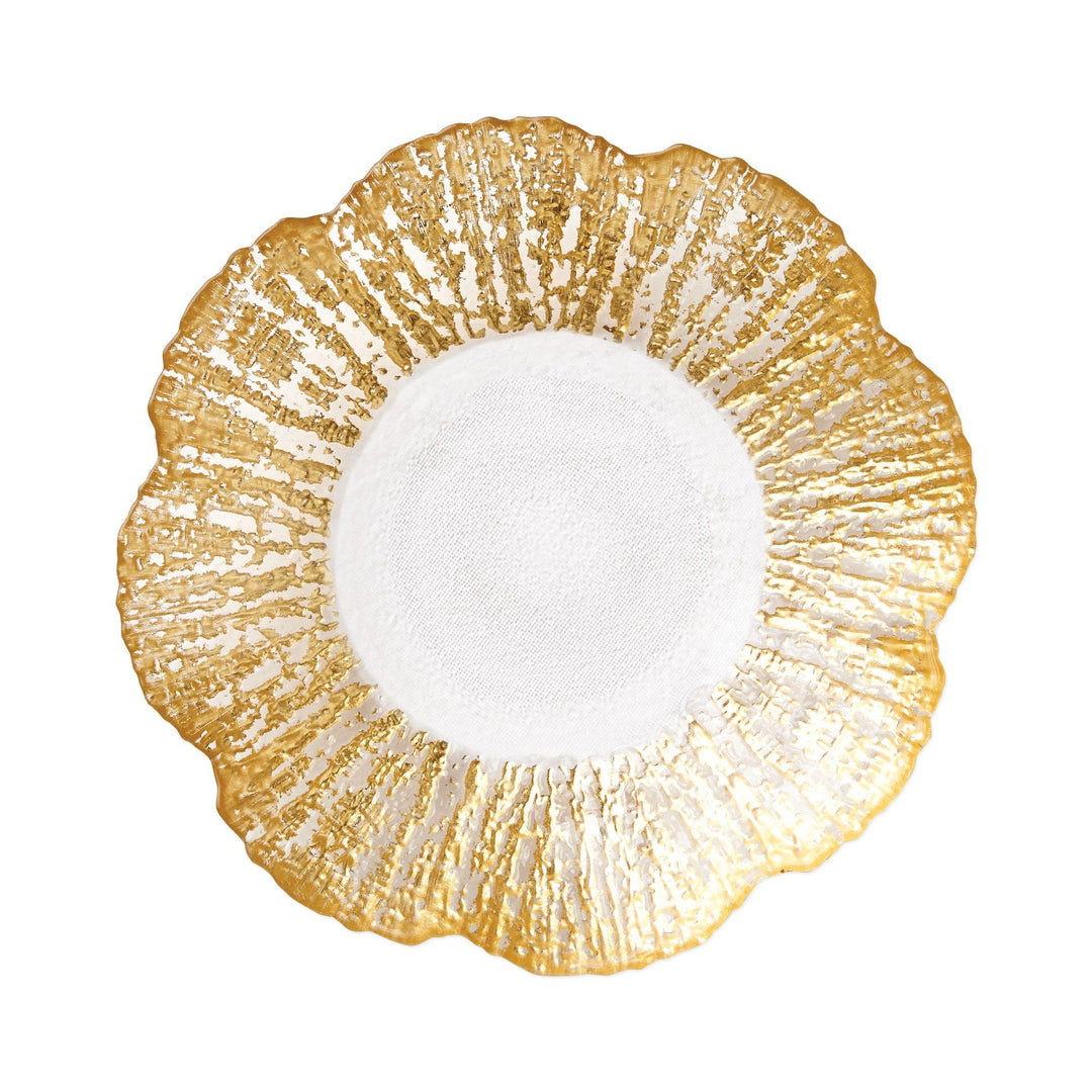 Vietri Rufolo Glass Gold Small Shallow Bowl Dinnerware Vietri