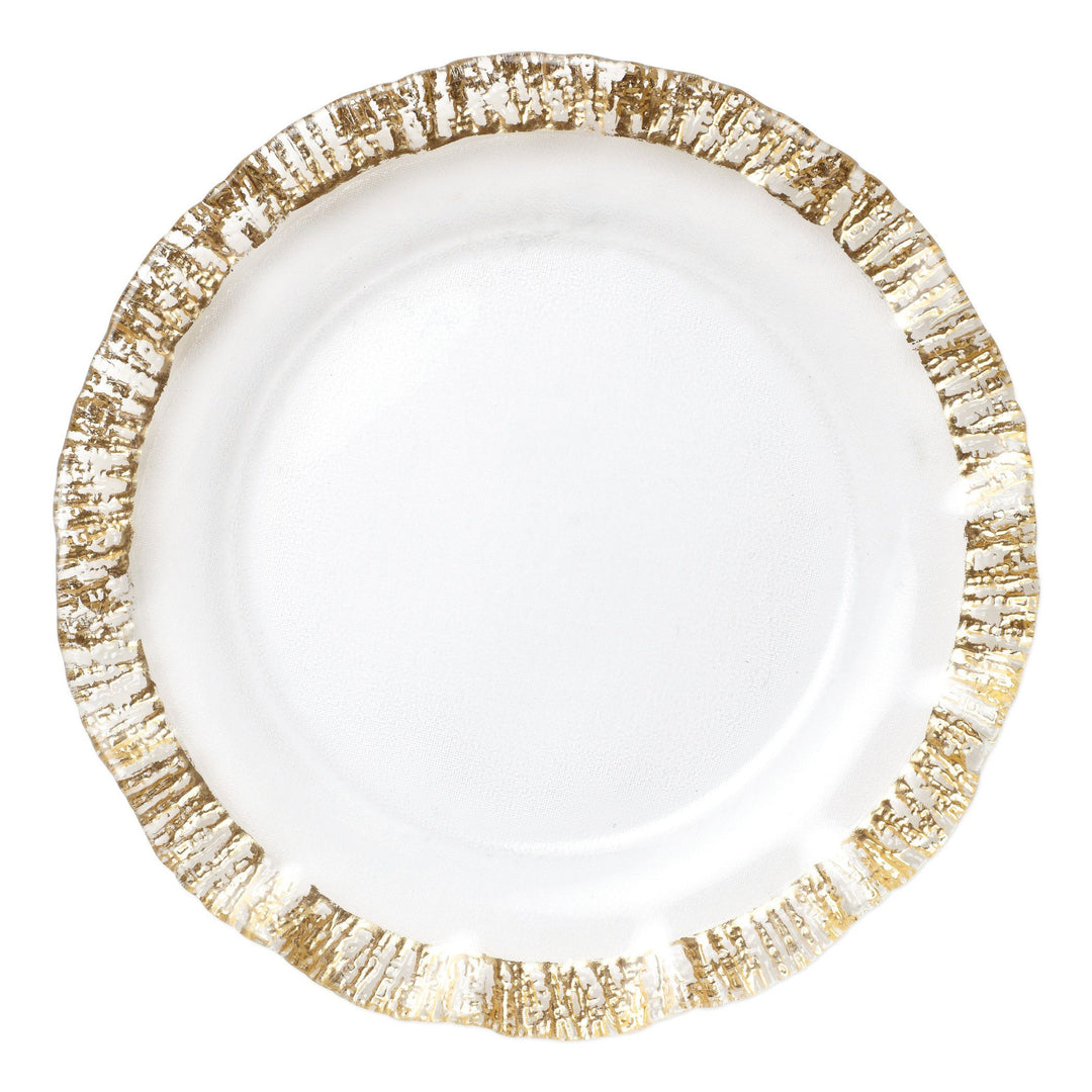 Vietri Rufolo Glass Gold Service Plate/Charger Dinnerware Vietri