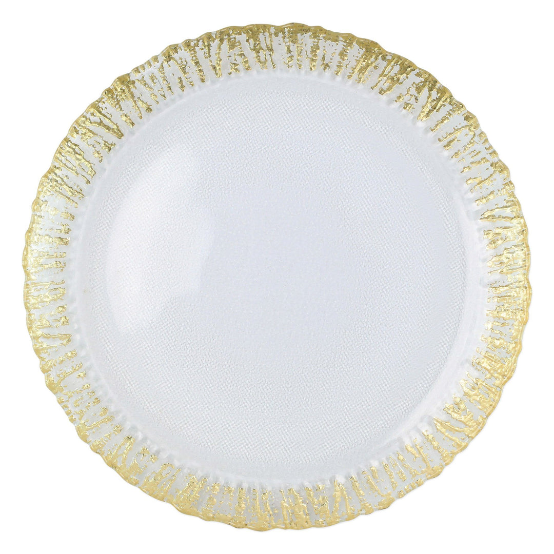 Vietri Rufolo Glass Gold Round Platter Dinnerware Vietri