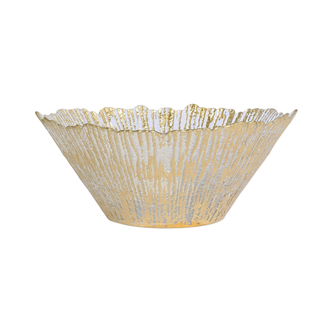 Vietri Rufolo Glass Gold Large Deep Bowl Dinnerware Vietri