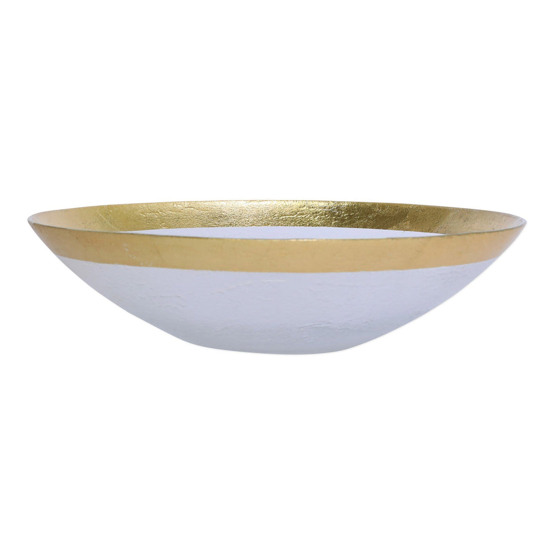 Vietri Rufolo Glass Gold Organic Large Bowl Dinnerware Vietri