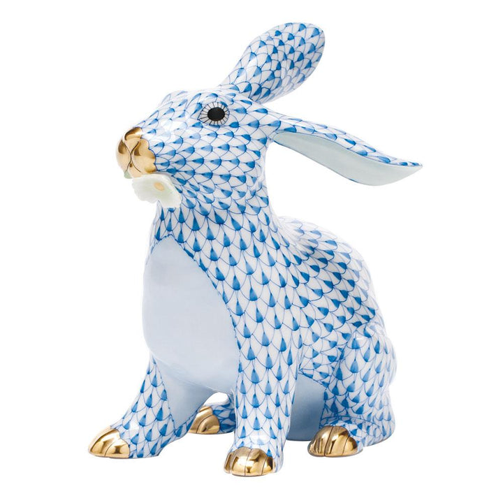 Herend Bunny W/Daisy Figurines Herend Blue