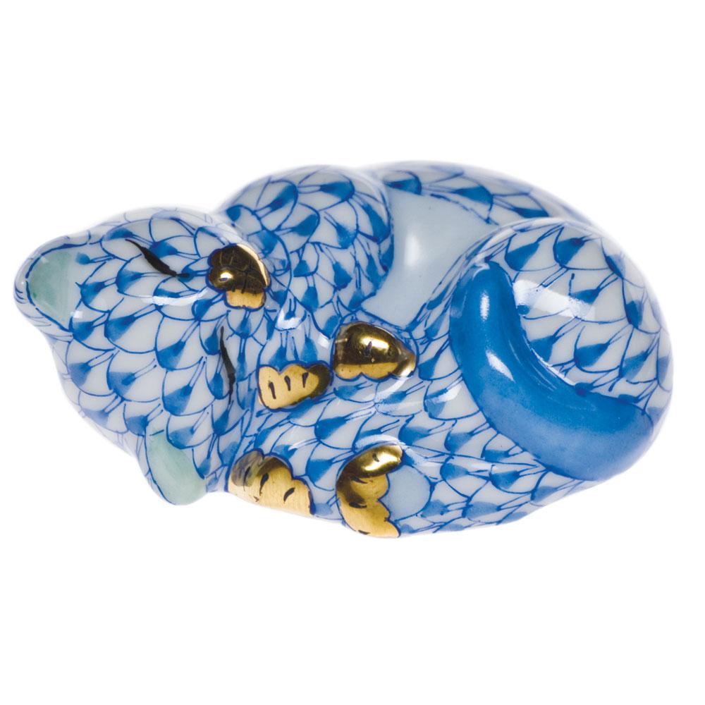 Herend Cat Nap Figurines Herend Blue