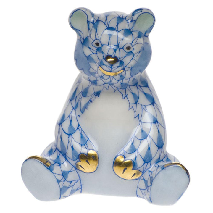 Herend Miniature Baby Bear Sitting Figurines Herend Blue