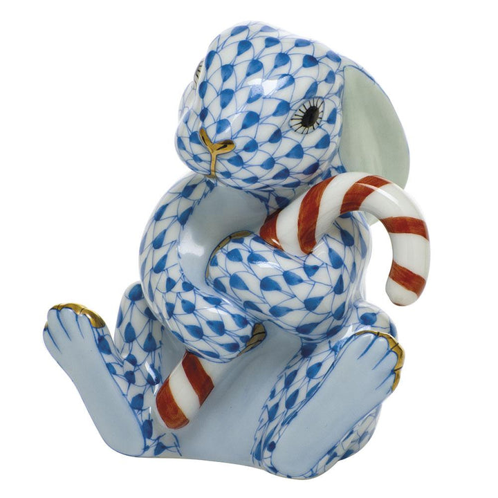 Herend Candy Cane Bunny Figurines Herend Blue