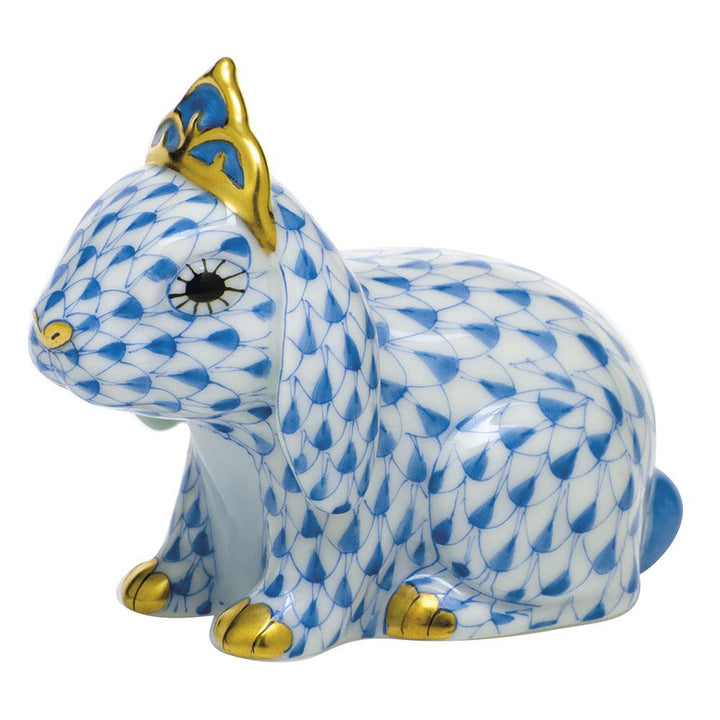 Herend Bunny With Tiara Figurines Herend Blue