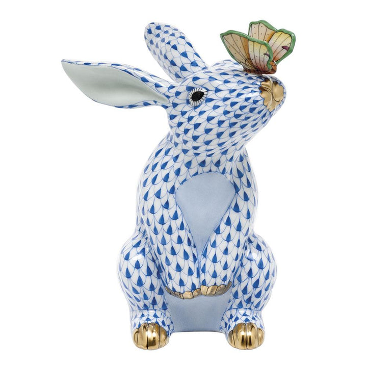 Herend Bunny W/Butterfly Figurines Herend Sapphire