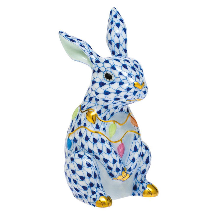 Herend Bunny With Christmas Lights Figurines Herend Sapphire
