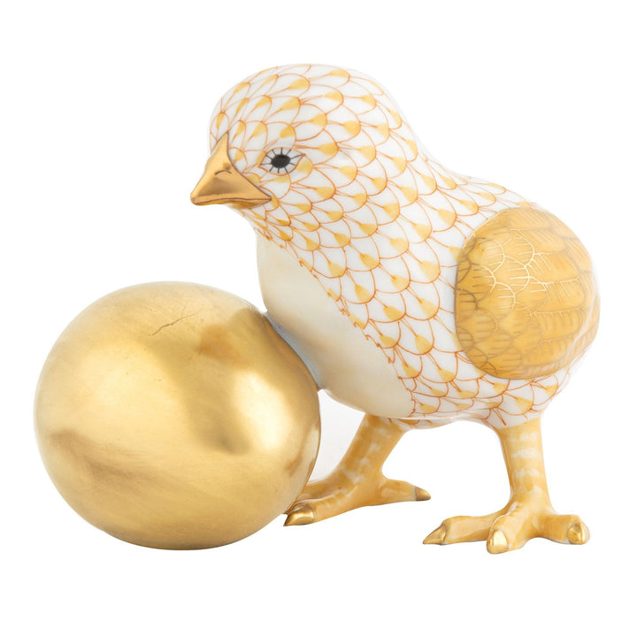 Herend Baby Chick With Egg Figurines Herend Butterscotch