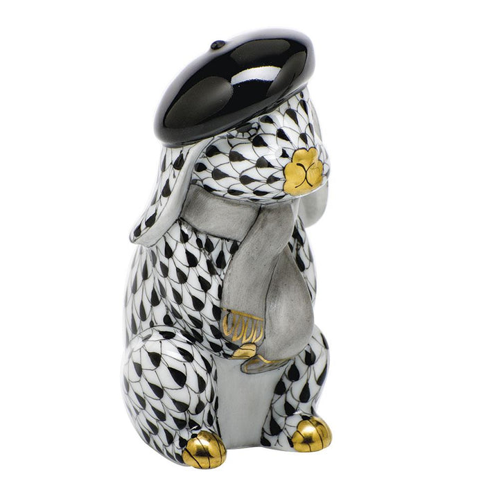 Herend Beret Bunny Figurines Herend Black