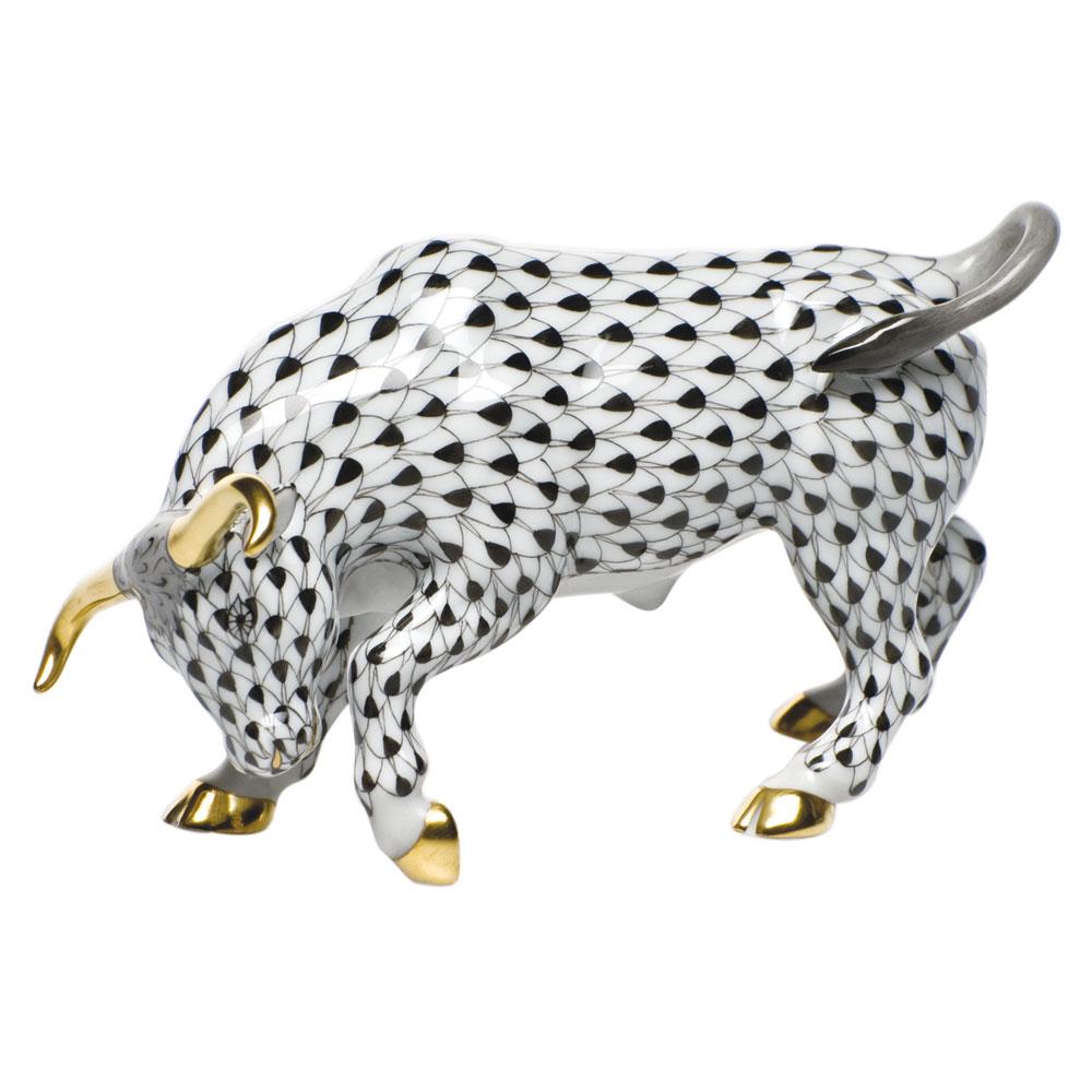 Herend Charging Bull Figurines Herend