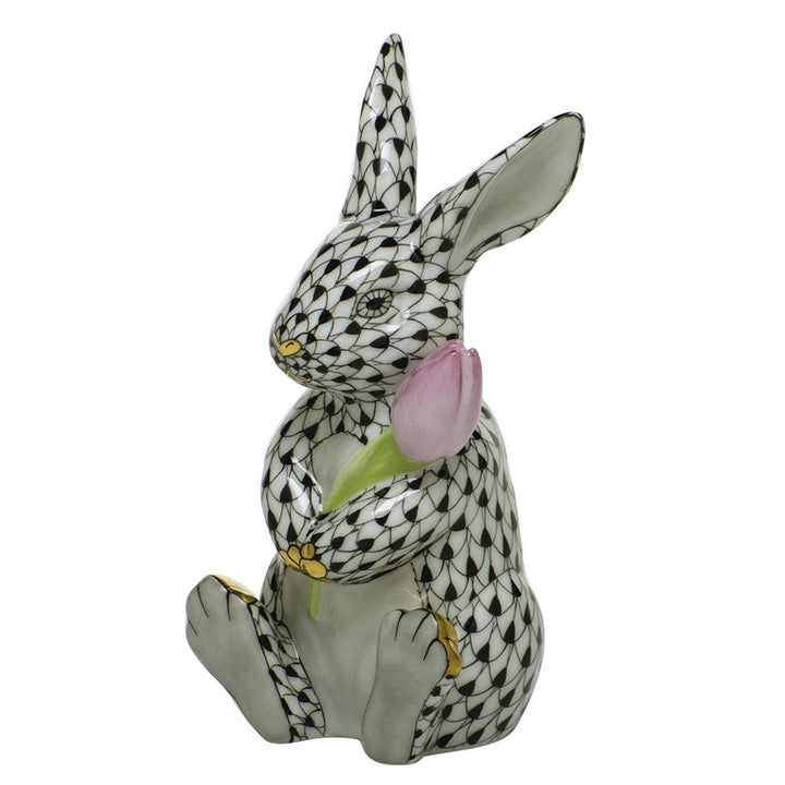 Herend Blossom Bunny Figurines Herend Black
