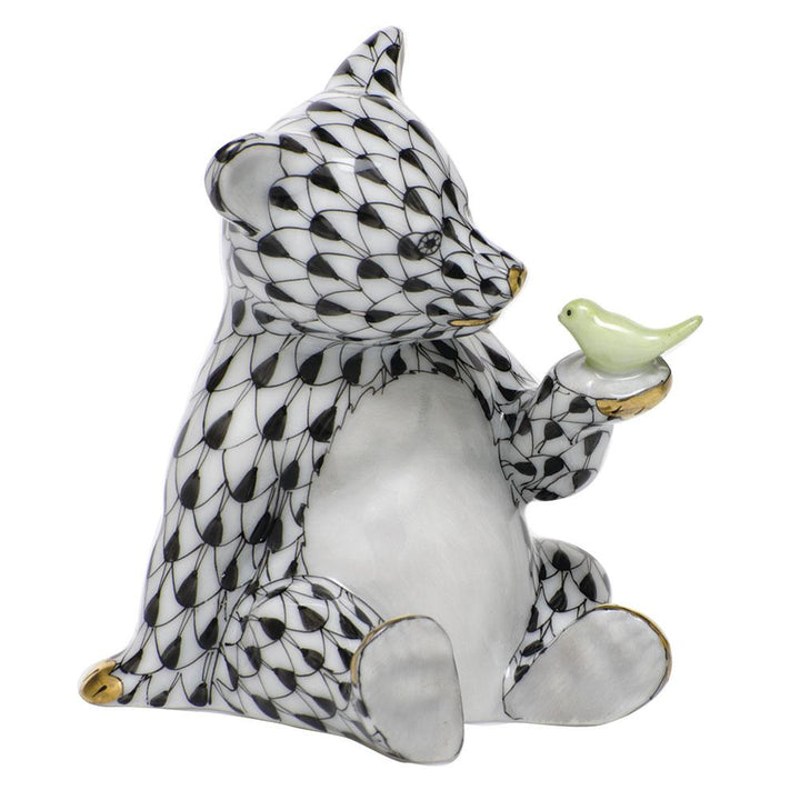 Herend Bear W/Bird Figurines Herend Black