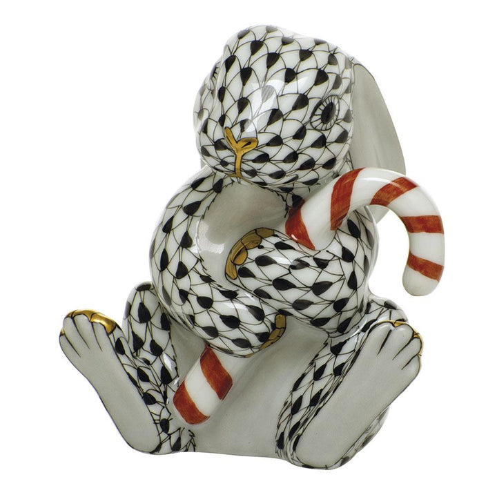 Herend Candy Cane Bunny Figurines Herend Black