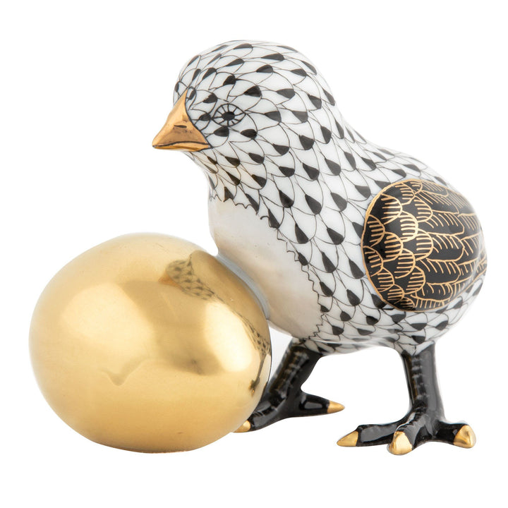 Herend Baby Chick With Egg Figurines Herend Black